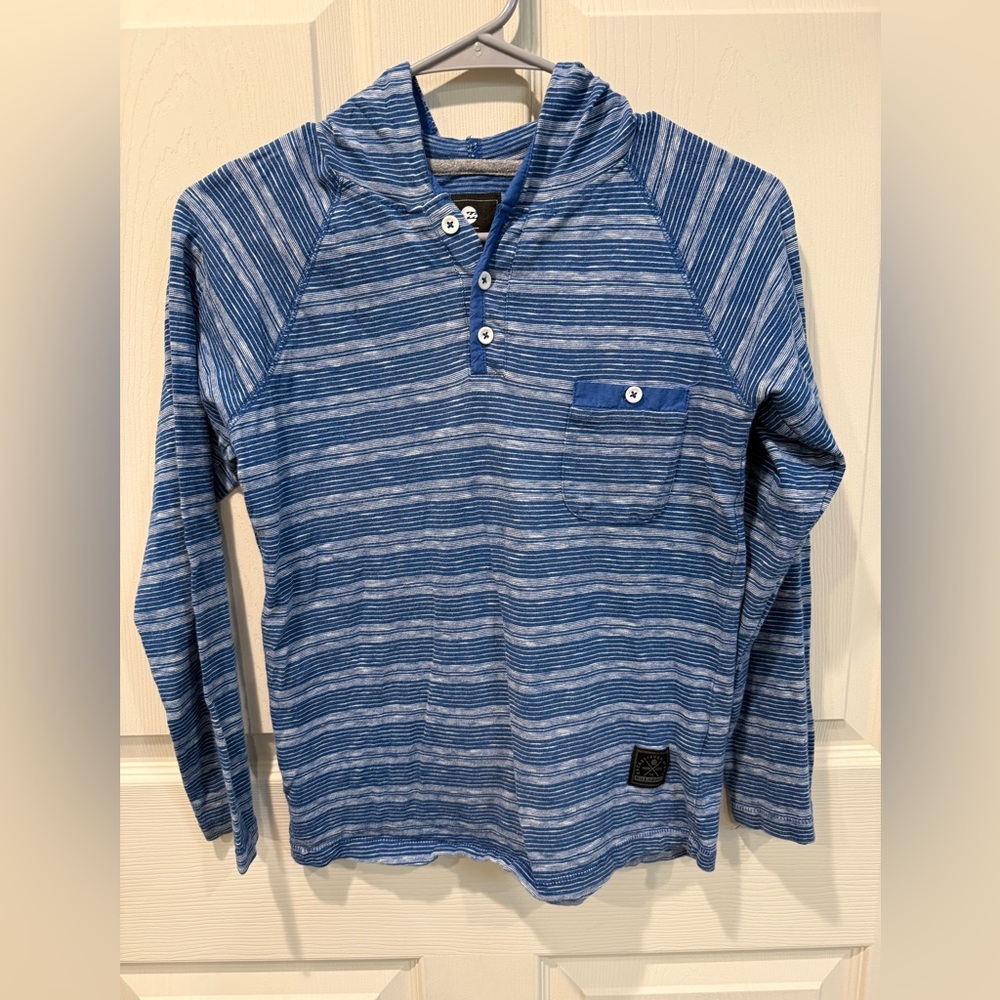 Billabong surf blue striped lightweight hoodie size 8-10